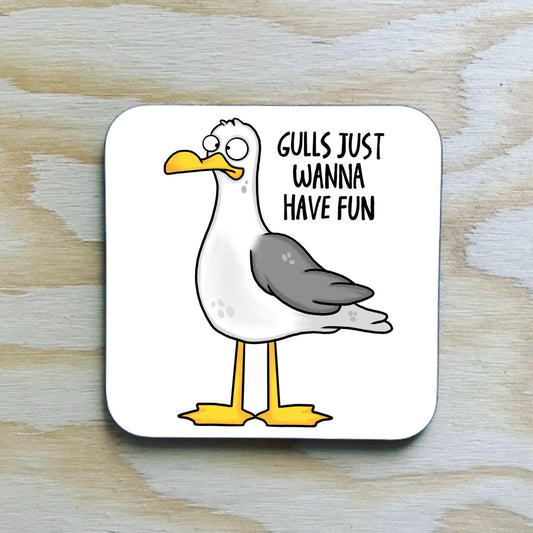 Gulls just wanna have fun / Seagull coaster cartoon coaster