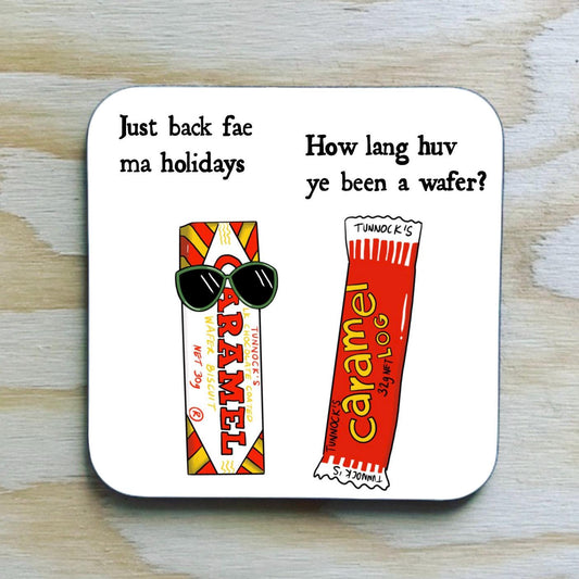 Tunnocks Coaster / caramel wafer funny Scottish coaster